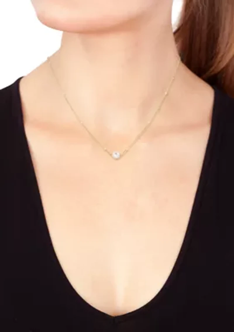 Peach Freshwater Pearl Necklace in Gold Plated Over Sterling Silver 