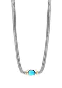 Turquoise Necklace in Sterling Silver and 14K Yellow Gold