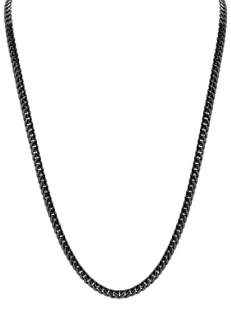 	  Sterling Silver Thin Black Chain 