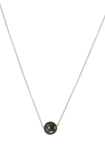 Black Tahitian Pearl Necklace in Sterling Silver