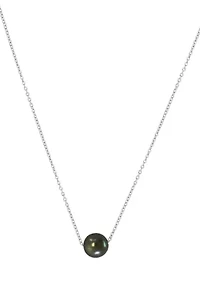 Black Tahitian Pearl Necklace in Sterling Silver