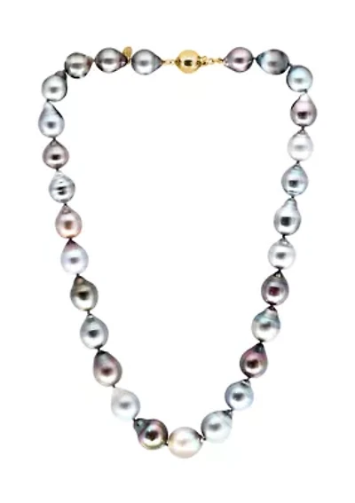Black Tahitian Pearl Necklace in Sterling Silver