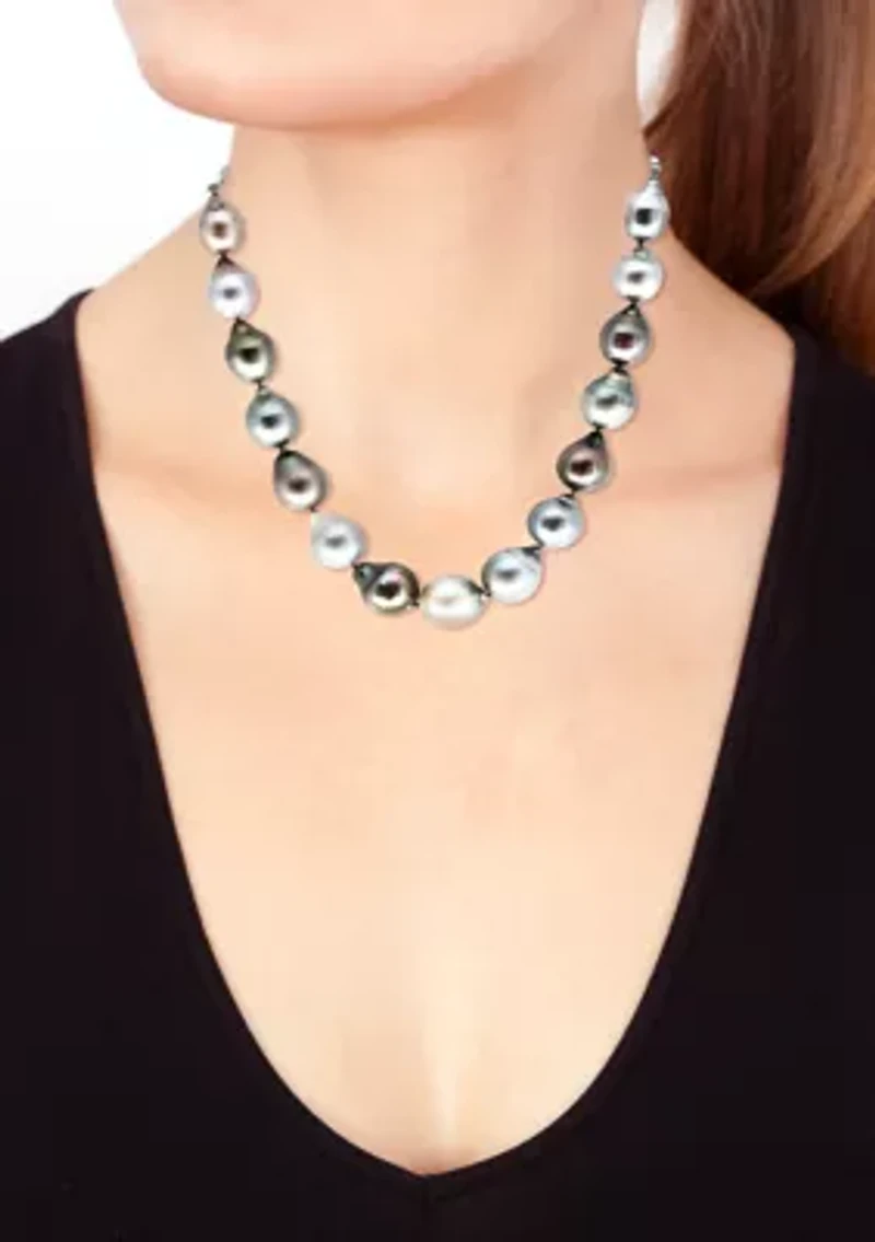 Black Tahitian Pearl Necklace in Sterling Silver