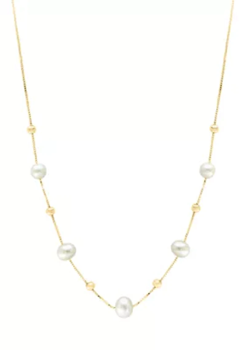 Freshwater Pearl Necklace in Gold Plating Over Sterling Silver
