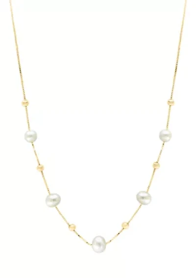 Freshwater Pearl Necklace in Gold Plating Over Sterling Silver