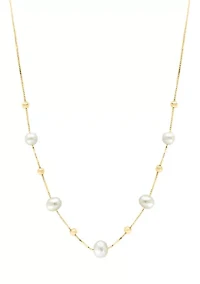 Freshwater Pearl Necklace in Gold Plating Over Sterling Silver