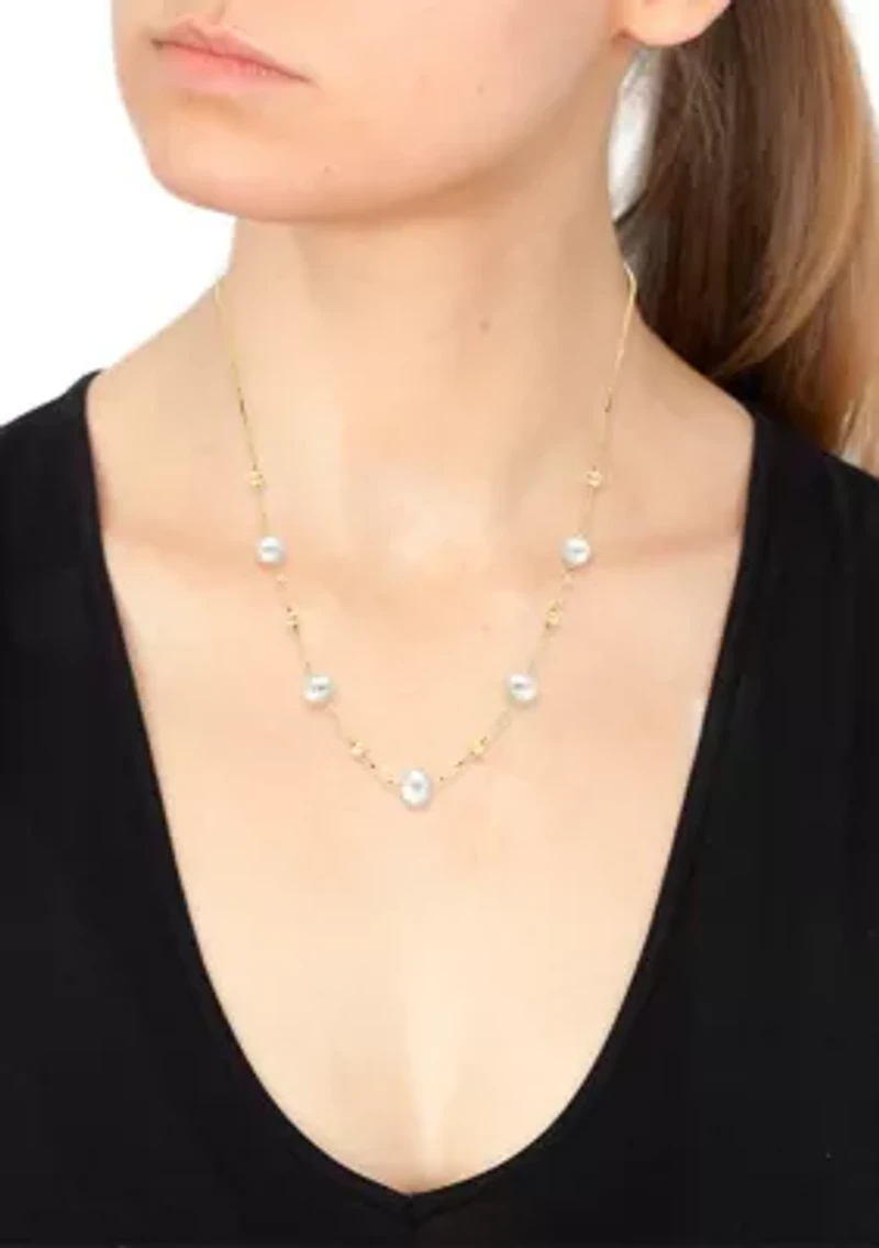 Freshwater Pearl Necklace in Gold Plating Over Sterling Silver