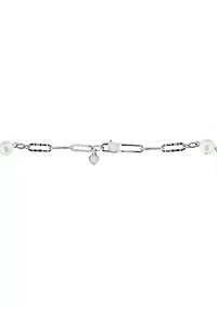 Freshwater Pearl Paperclip Necklace in Sterling Silver
