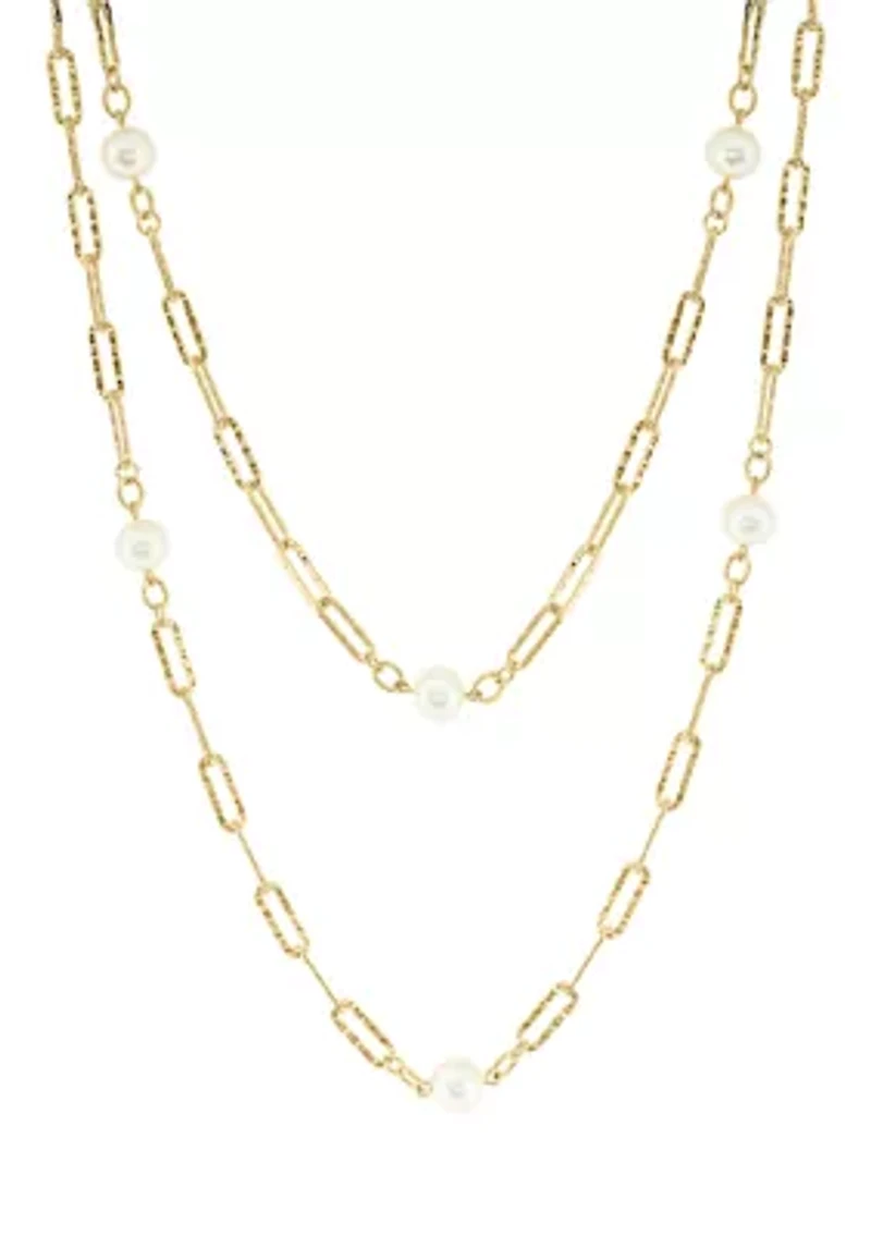 36" Freshwater Pearl Necklace in Gold Over Sterling Silver
