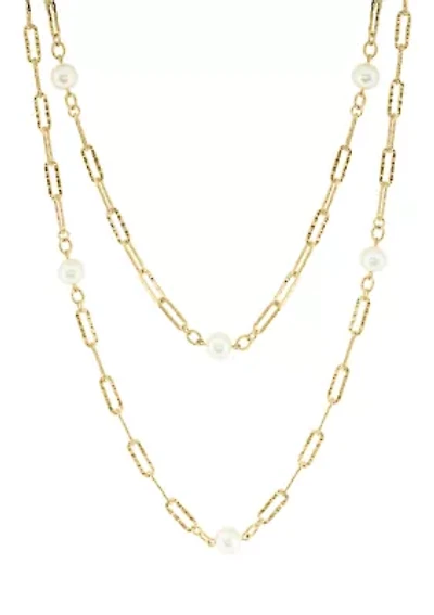 36" Freshwater Pearl Necklace in Gold Over Sterling Silver