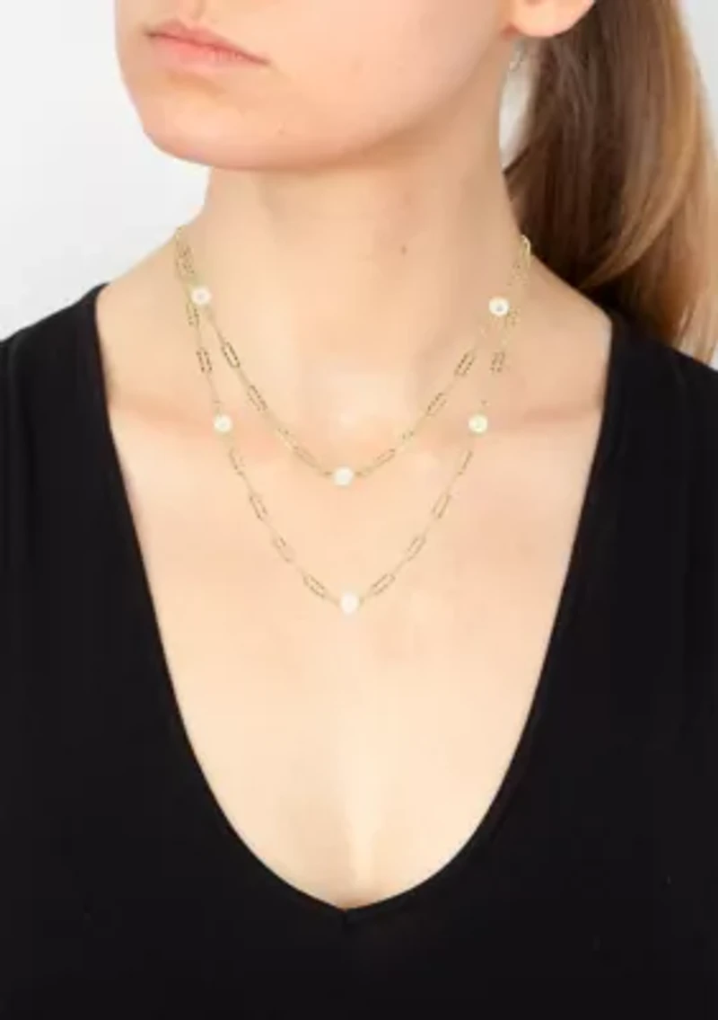 36" Freshwater Pearl Necklace in Gold Over Sterling Silver