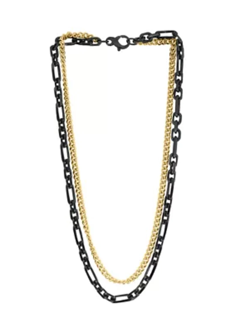 Men's Gold Plated Sterling Silver Double Link Necklace