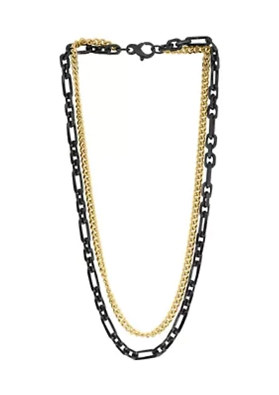 Men's Gold Plated Sterling Silver Double Link Necklace