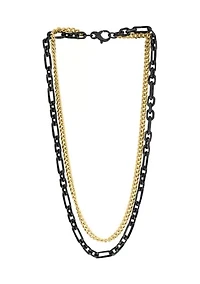 Men's Gold Plated Sterling Silver Double Link Necklace