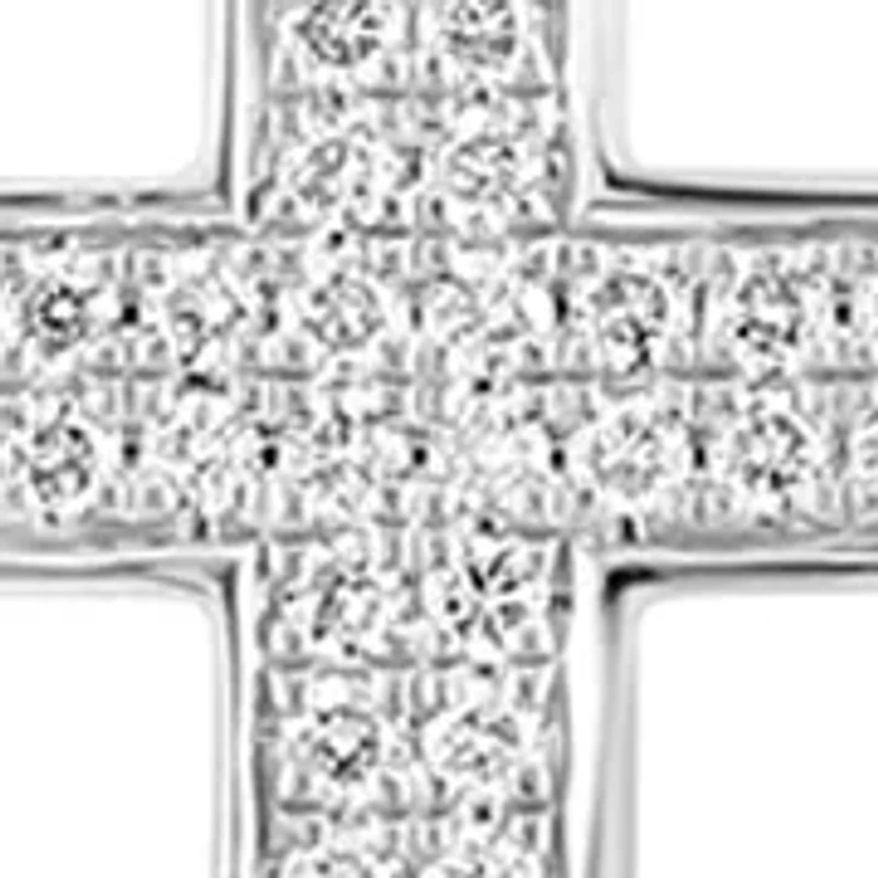 Men's White Sapphire 11" Cross Necklace in Sterling Silver