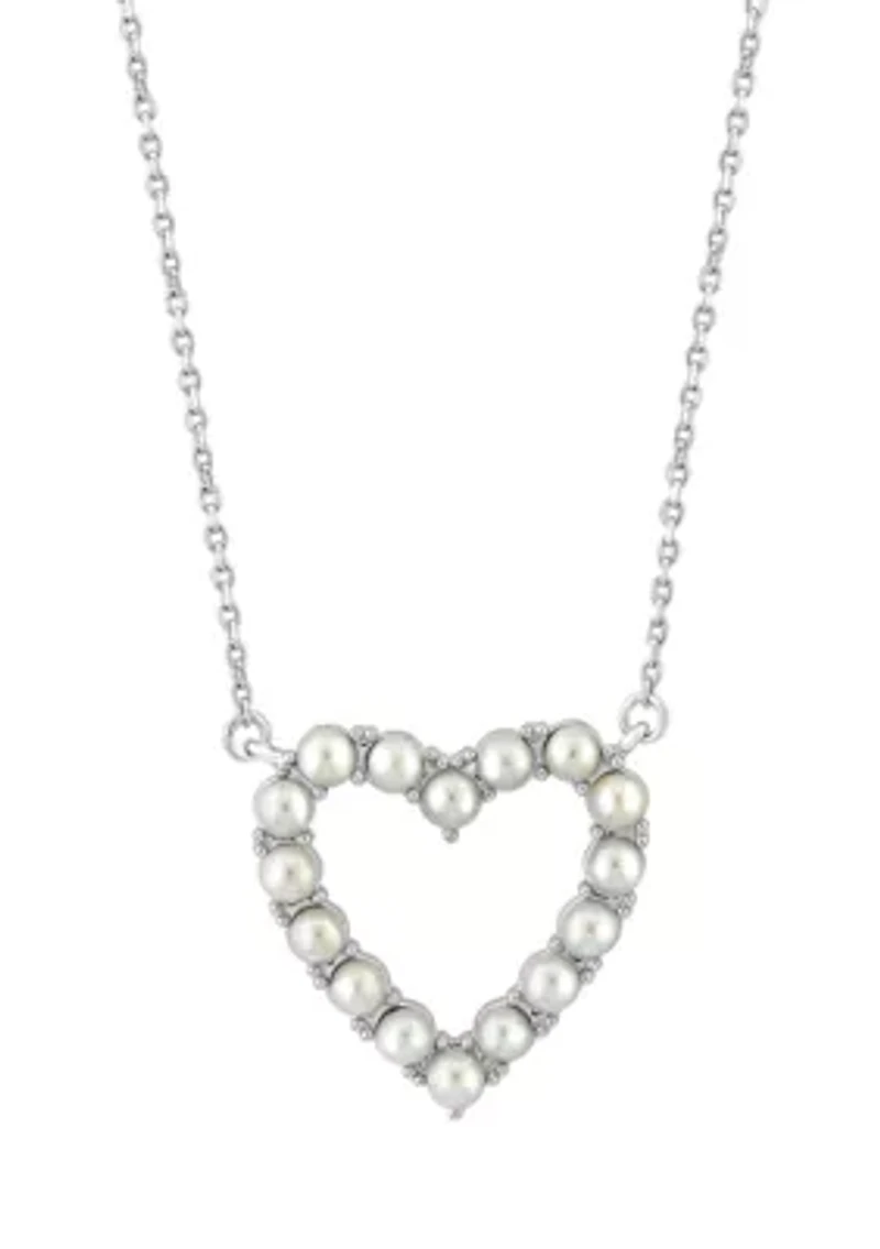 Sterling Silver Freshwater Pearl Heart Necklace