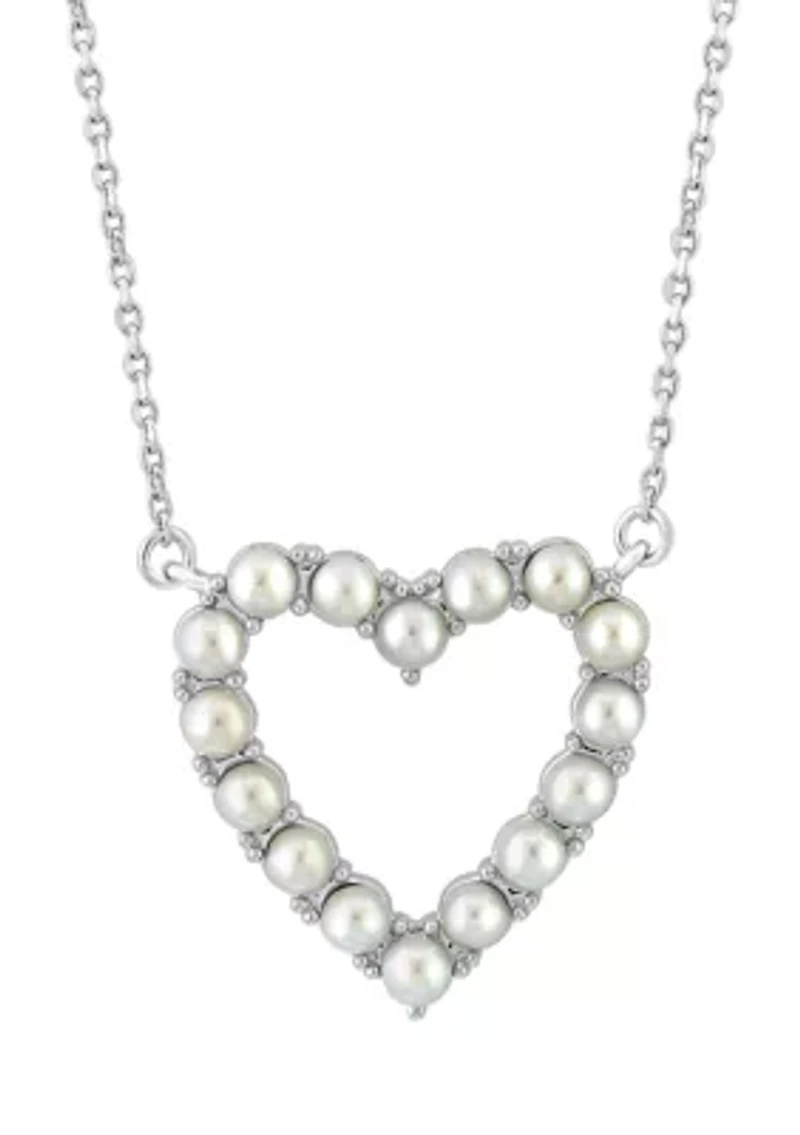 Sterling Silver Freshwater Pearl Heart Necklace