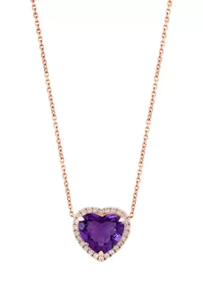 1/4 ct. t.w. Diamond, 3.6 ct. t.w. Amethyst Pendant Necklace in 14K Rose Gold