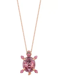 Black Diamond Amethyst Pink Sapphire Necklace in 14K Rose Gold