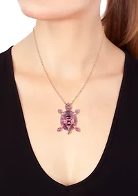 Black Diamond Amethyst Pink Sapphire Necklace in 14K Rose Gold