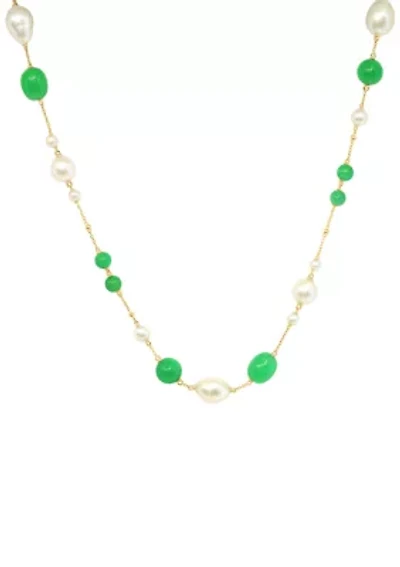 14K Yellow Gold Jade Necklace