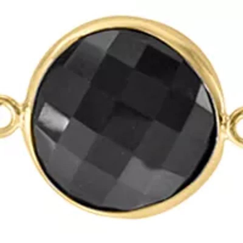 Onyx Beaded Necklace In 14K Yellow Gold 