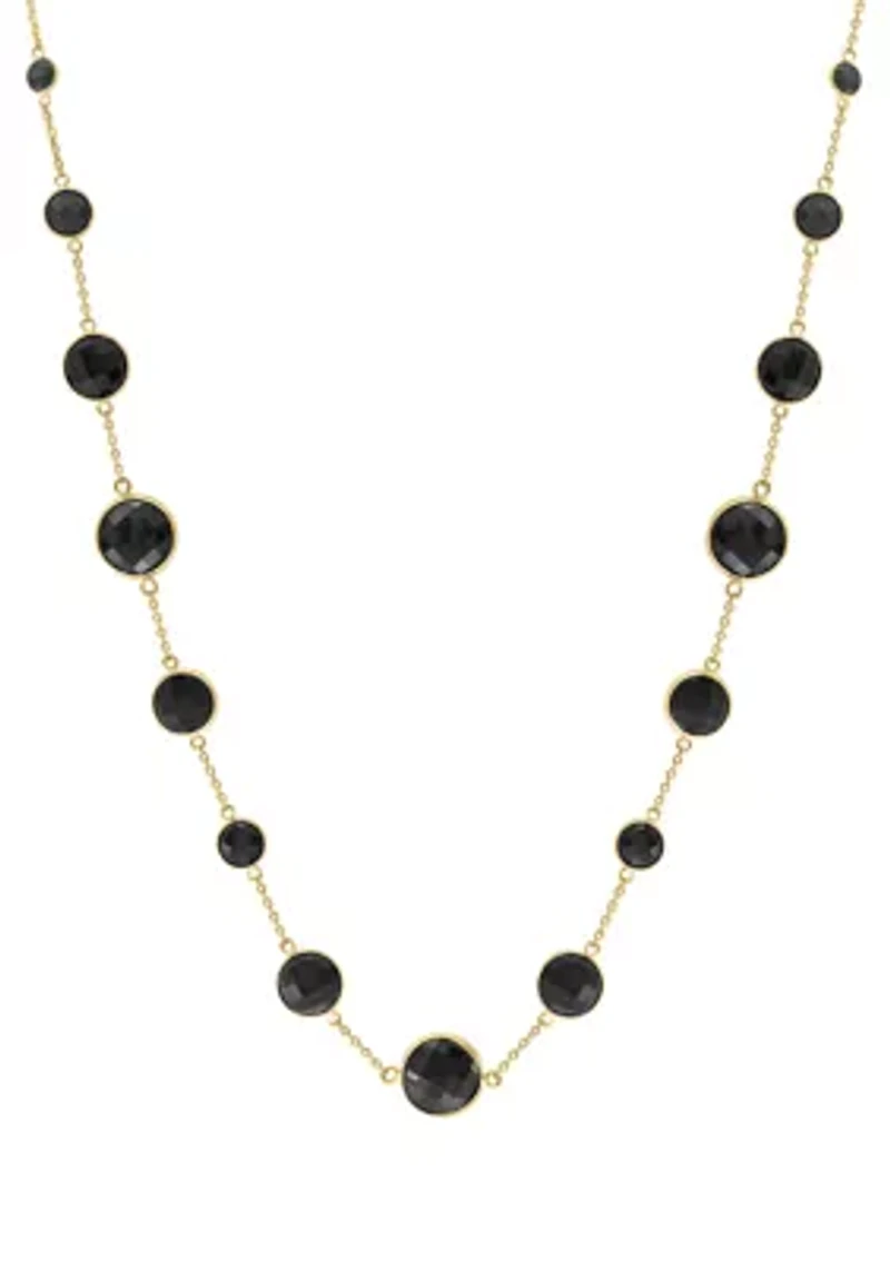 Onyx Beaded Necklace In 14K Yellow Gold
