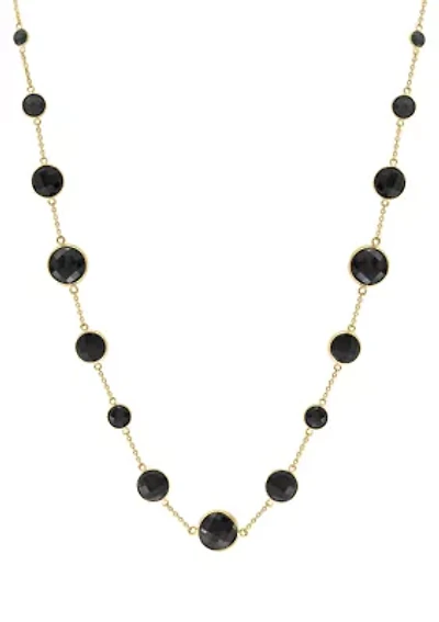 Onyx Beaded Necklace In 14K Yellow Gold 