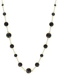 Onyx Beaded Necklace In 14K Yellow Gold 