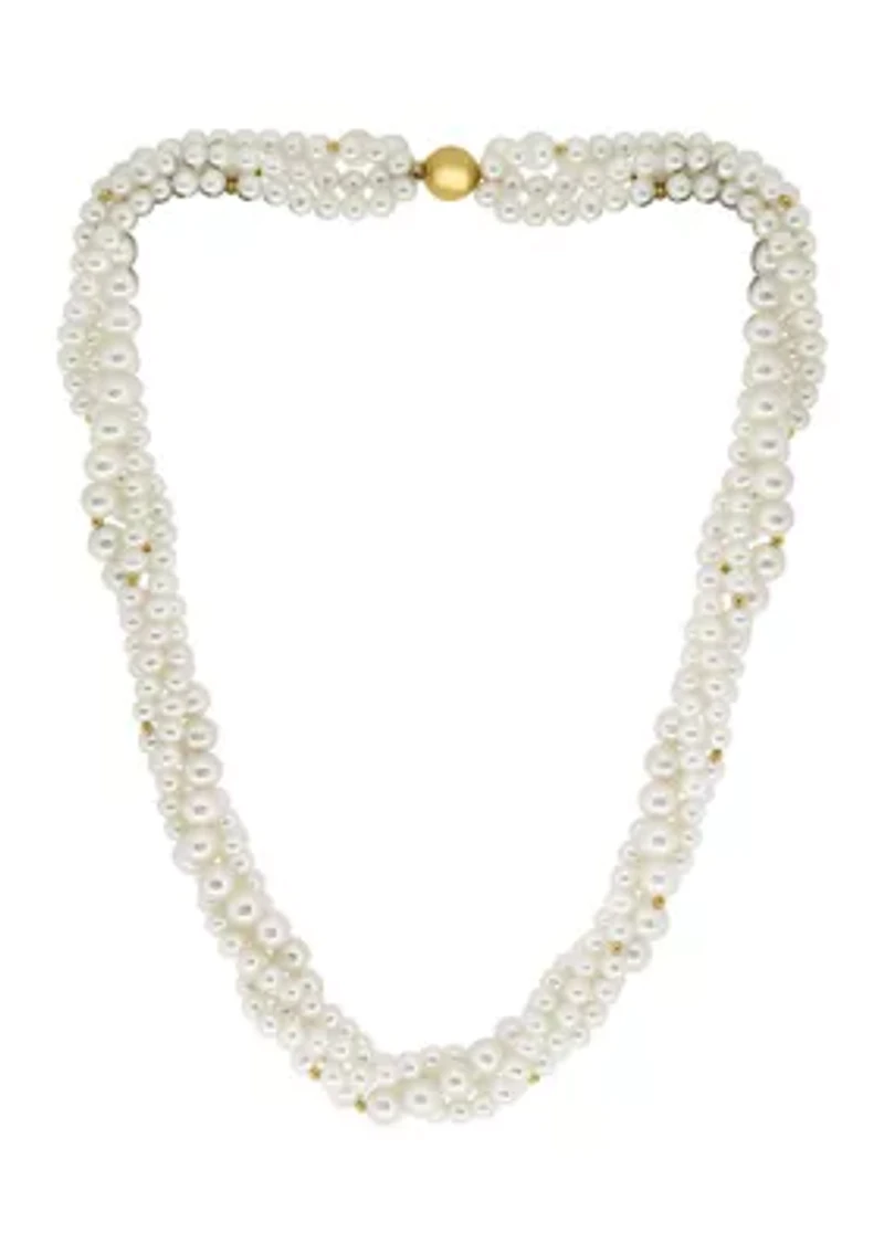 14K Yellow Gold 18" 4-6 Millimeter Freshwater Pearl Necklace