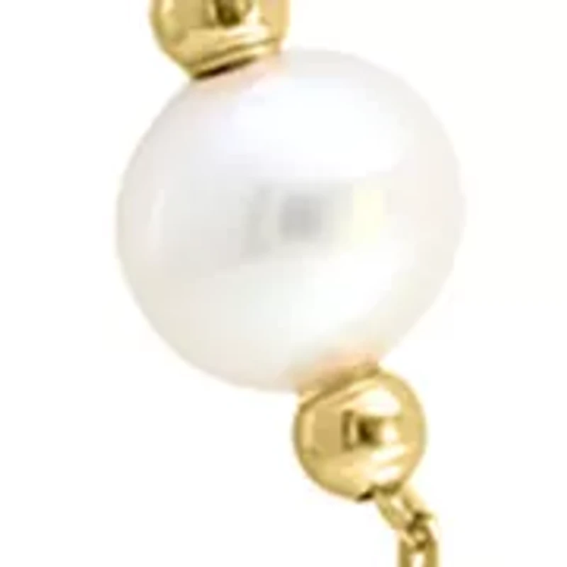 Freshwater Pearl and Ruby Necklace in 14K Yellow Gold