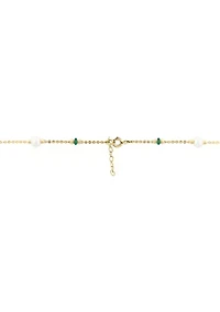 14K Yellow Gold Emerald, Freshwater Pearl Necklace