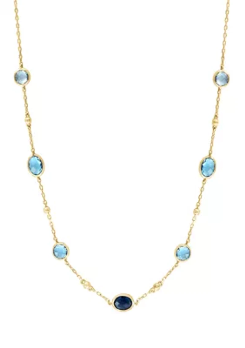 Blue Topaz, London Blue Topaz Necklace in 14K Yellow Gold