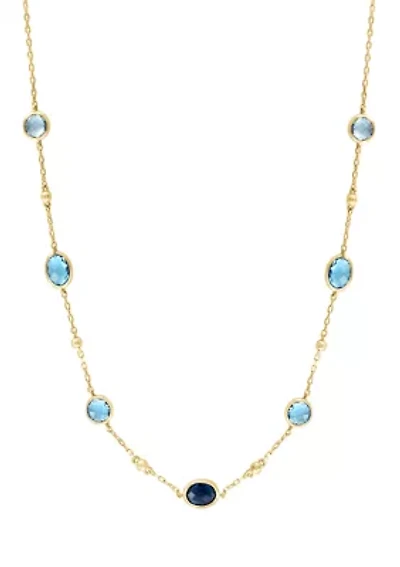 Blue Topaz, London Blue Topaz Necklace in 14K Yellow Gold