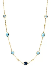 Blue Topaz, London Blue Topaz Necklace in 14K Yellow Gold