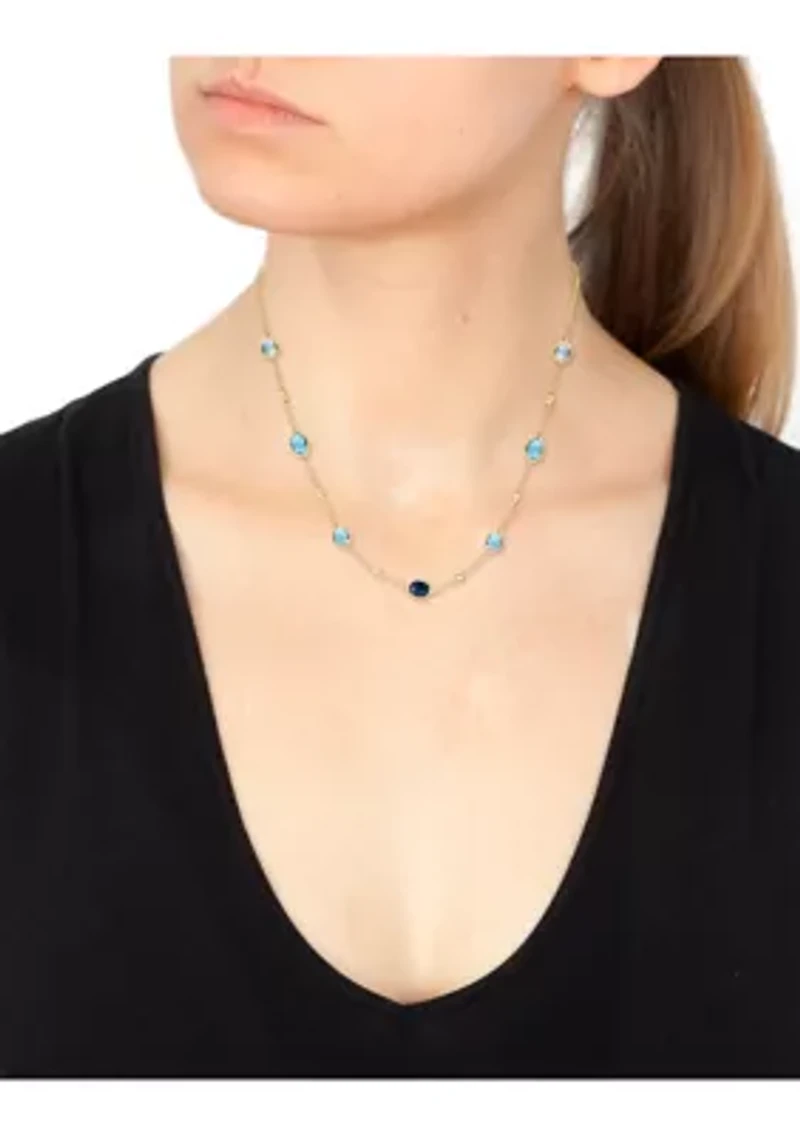 Blue Topaz, London Blue Topaz Necklace in 14K Yellow Gold