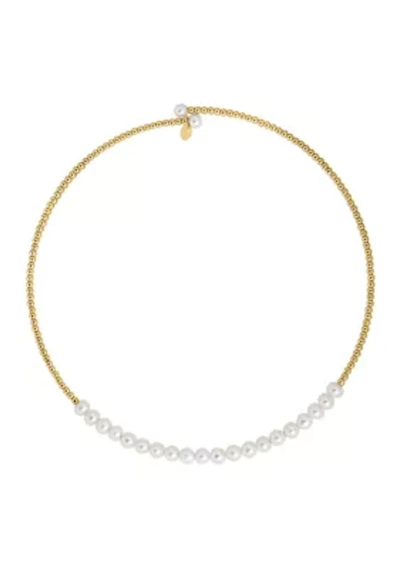14k Yellow Gold Freshwater Pearl Adjustable Necklace