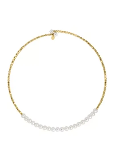 14k Yellow Gold Freshwater Pearl Adjustable Necklace