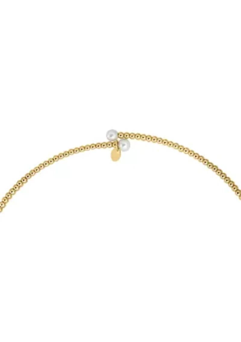 14k Yellow Gold Freshwater Pearl Adjustable Necklace