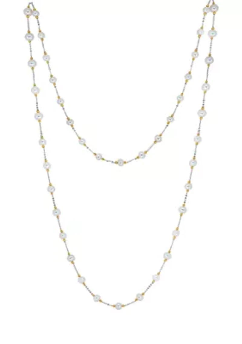 14K Yellow Gold Freshwater Pearl 56" Necklace