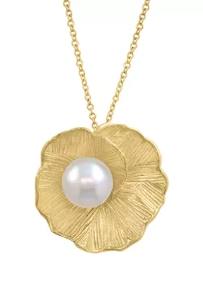 Flower Pendant Necklace in 14K Gold Over Silver