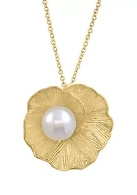 Flower Pendant Necklace in 14K Gold Over Silver
