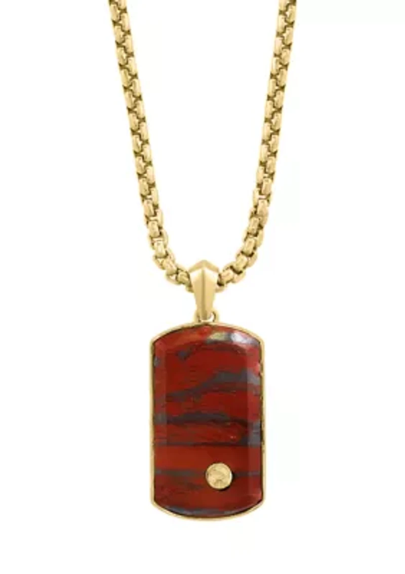 Red Jasper Pendant in Sterling Silver and 18K Rose Gold
