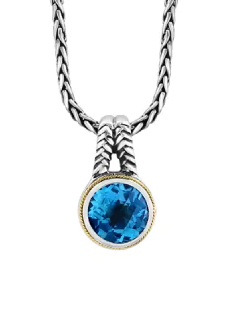 7.6 ct. t.w. Blue Topaz Cable Pendant Necklace in Sterling Silver