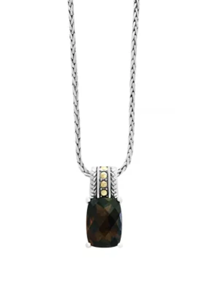 5.55 ct. t.w. Smoky Quartz Pendant Necklace in 18k Yellow Gold and Sterling Silver