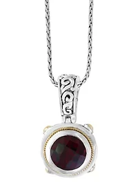 Sterling Silver/18K Yellow Gold ,Garnet Pendant 
