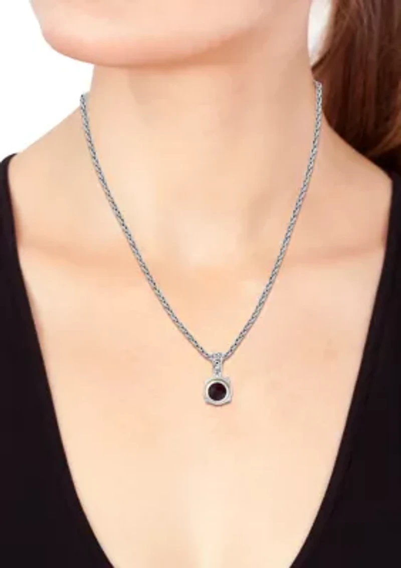 Sterling Silver/18K Yellow Gold ,Garnet Pendant 
