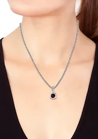 Sterling Silver/18K Yellow Gold ,Garnet Pendant 