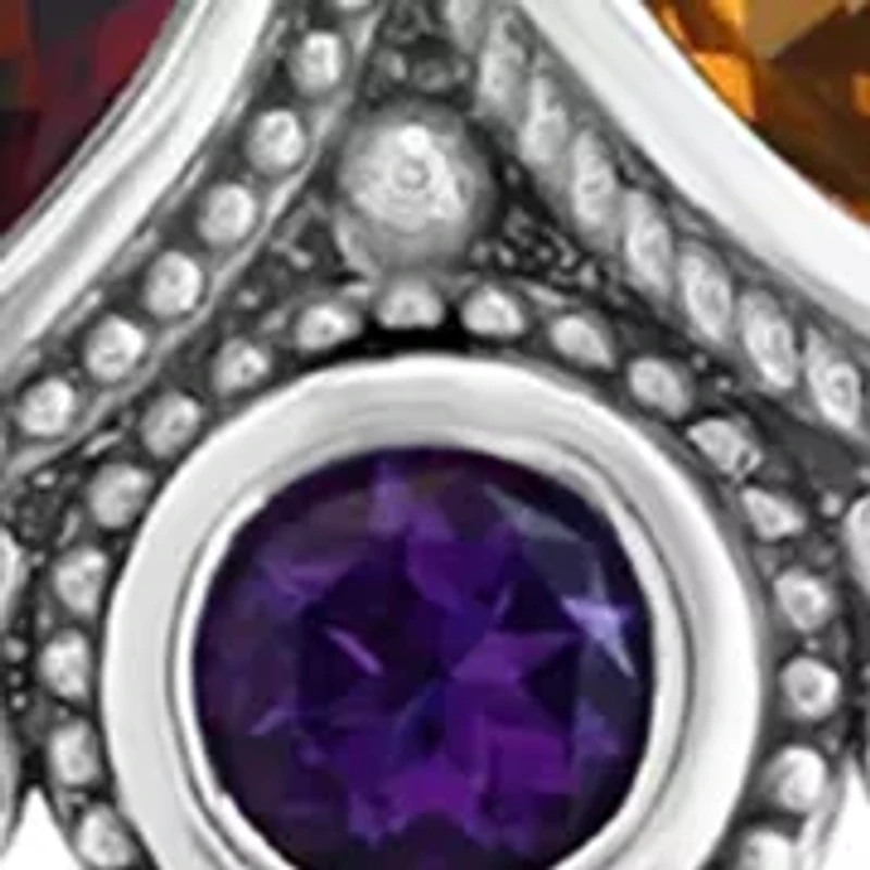 Sterling Silver Amethyst, Blue Topaz, Citrine, and Garnet Pendant Necklace