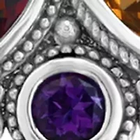 Sterling Silver Amethyst, Blue Topaz, Citrine, and Garnet Pendant Necklace